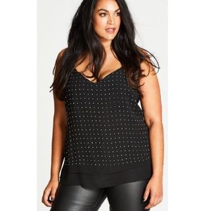 City Chic Strappy Nail Top Black - NWT 14